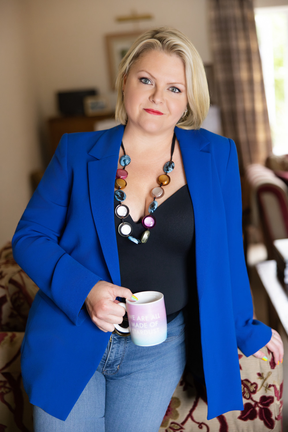 Sophie Stardust in a blue blazer